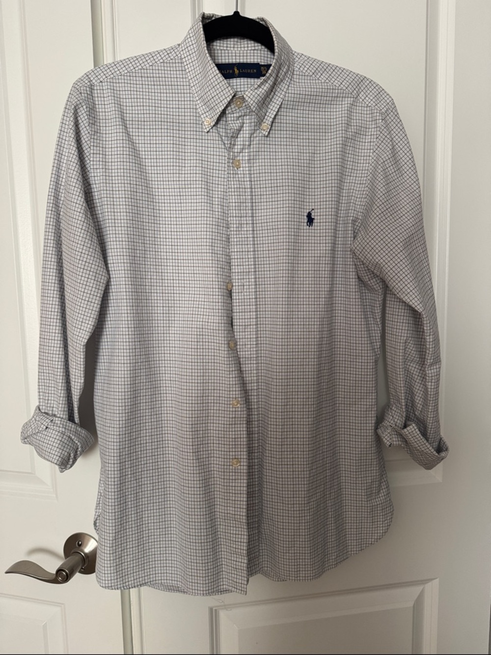 Polo by Ralph Lauren White and Blue Checked Button-Down Shirt